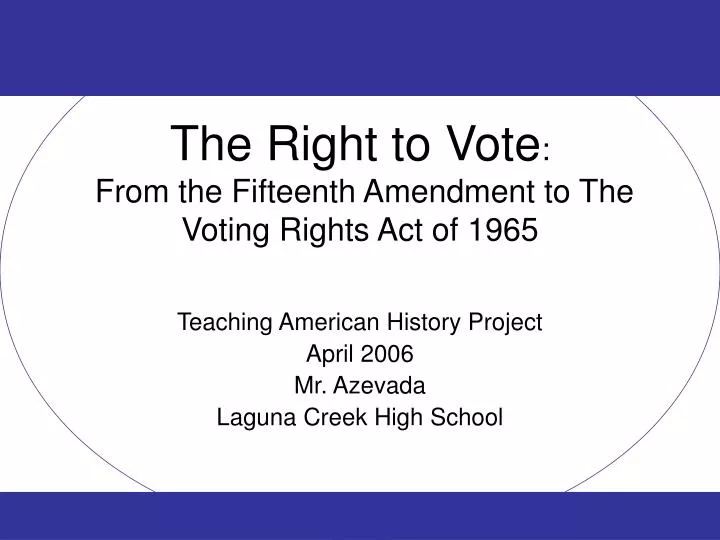 the right to vote from the fifteenth amendment to the voting rights act of 1965