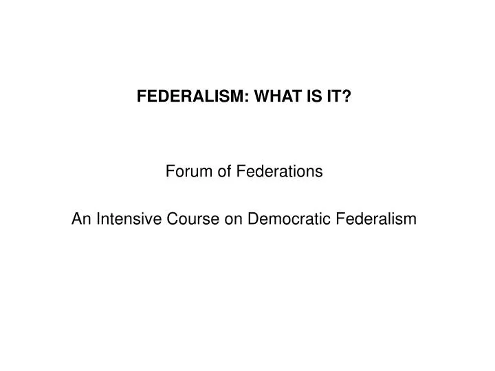 federalism what is it