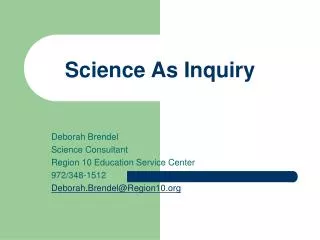Science As Inquiry