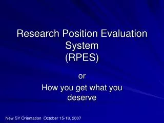 Research Position Evaluation System (RPES)