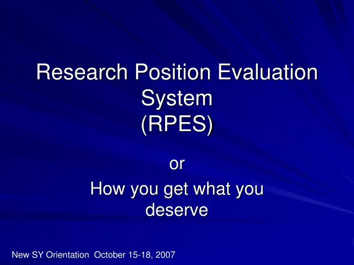 research position evaluation system rpes
