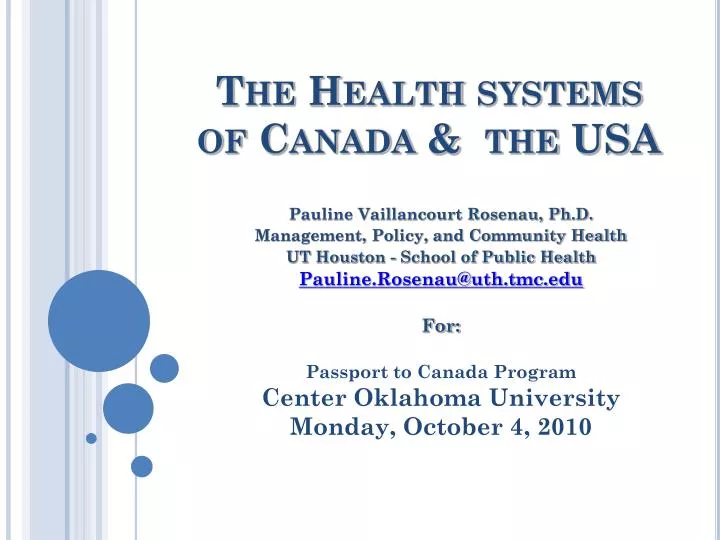 the health systems of canada the usa