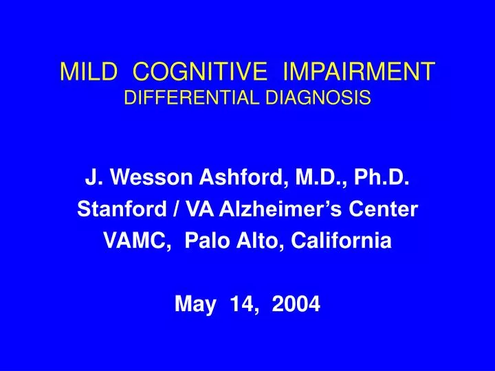mild cognitive impairment differential diagnosis