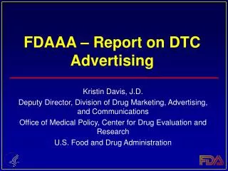 FDAAA – Report on DTC Advertising