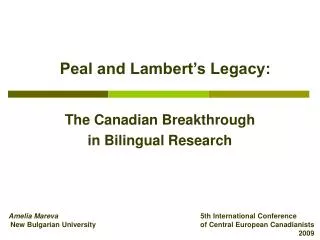 Peal and Lambert’s Legacy: