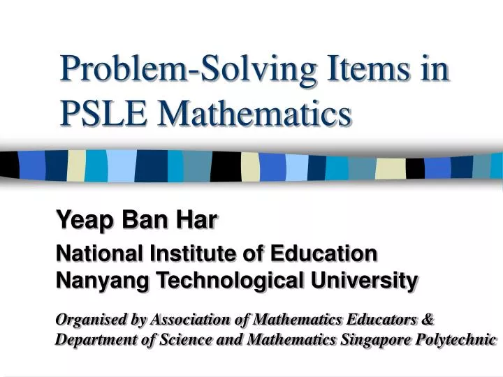 problem solving items in psle mathematics