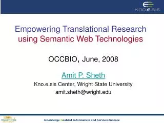 Empowering Translational Research using Semantic Web Technologies