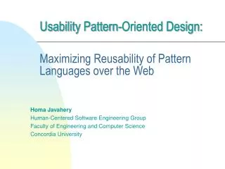 Usability Pattern-Oriented Design: Maximizing Reusability of Pattern Languages over the Web