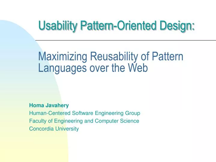 usability pattern oriented design maximizing reusability of pattern languages over the web