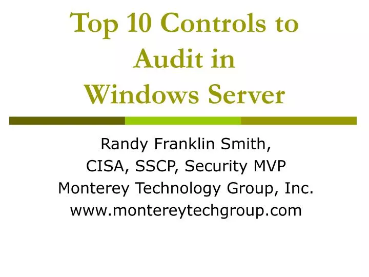 top 10 controls to audit in windows server
