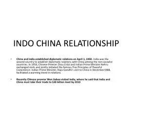 INDO CHINA RELATIONSHIP