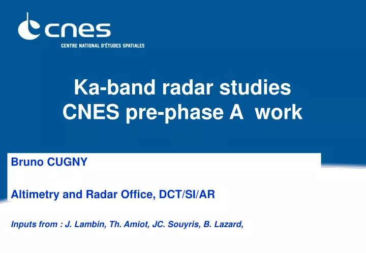 ka band radar studies cnes pre phase a work