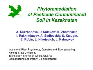Phytoremediation of Pesticide Contaminated Soil in Kazakhstan