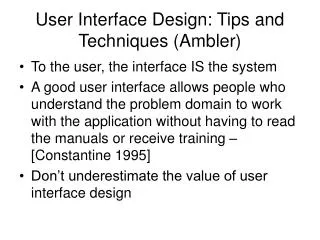 User Interface Design: Tips and Techniques (Ambler)