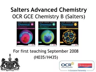 Salters Advanced Chemistry OCR GCE Chemistry B (Salters)