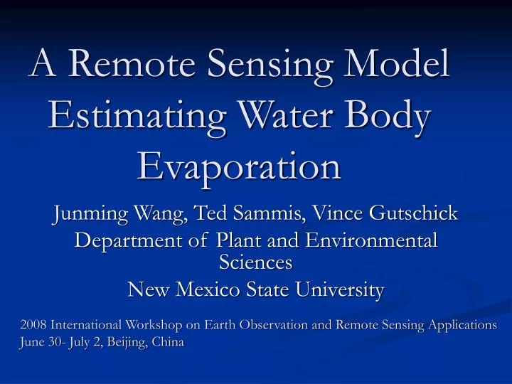 a remote sensing model estimating water body evaporation