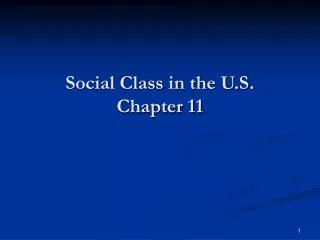 Social Class in the U.S. Chapter 11