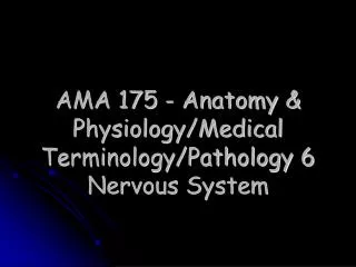 AMA 175 - Anatomy &amp; Physiology/Medical Terminology/Pathology 6 Nervous System