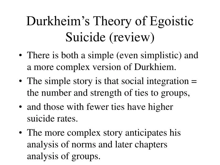 durkheim s theory of egoistic suicide review