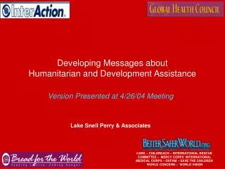 Developing Messages about Humanitarian and Development Assistance