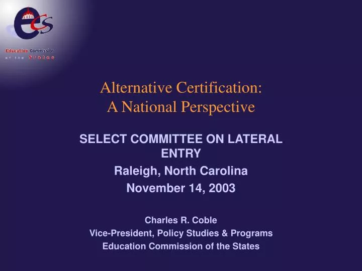 alternative certification a national perspective