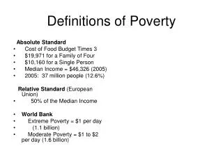 Definitions of Poverty