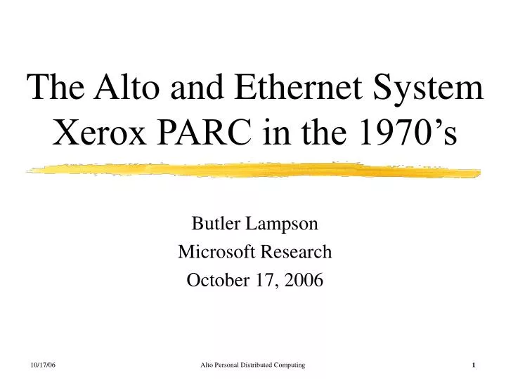 the alto and ethernet system xerox parc in the 1970 s