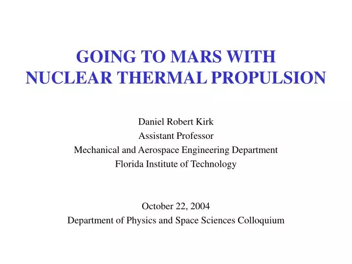 going to mars with nuclear thermal propulsion