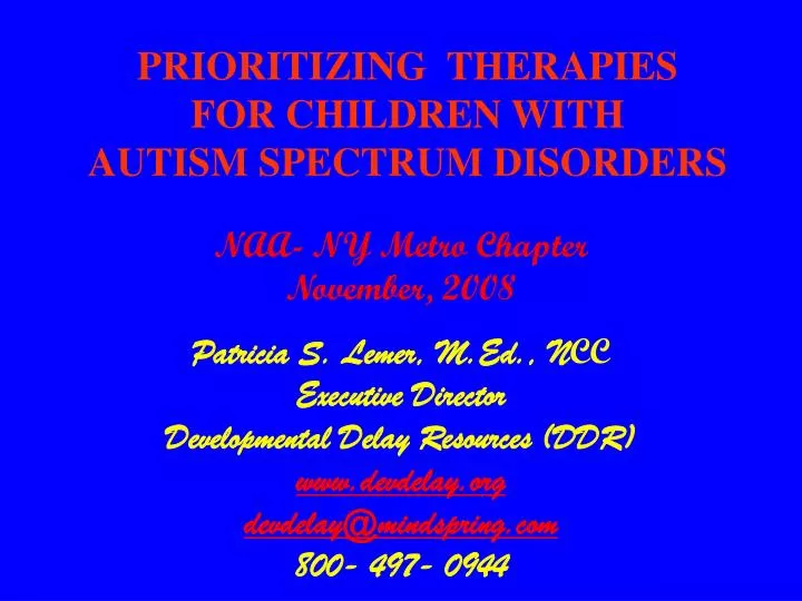 prioritizing therapies for children with autism spectrum disorders