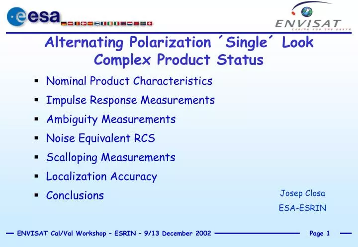 alternating polarization single look complex product status