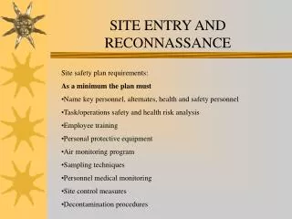 SITE ENTRY AND RECONNASSANCE