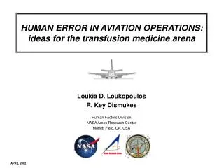 HUMAN ERROR IN AVIATION OPERATIONS: ideas for the transfusion medicine arena