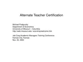 Alternate Teacher Certification
