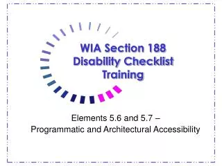 WIA Section 188 Disability Checklist Training