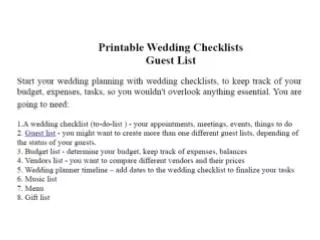 Printable Wedding Checklists - guest list