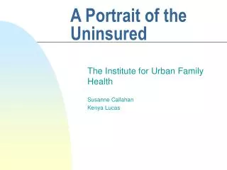 A Portrait of the Uninsured