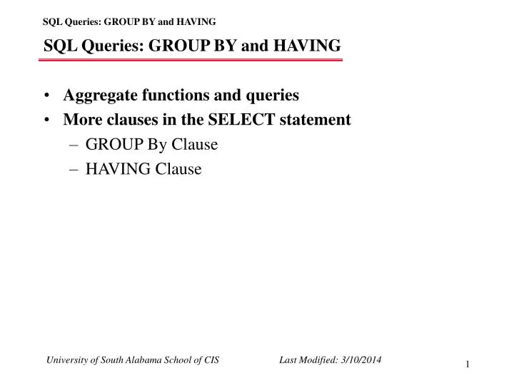 sql queries group by and having