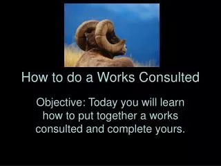 How to do a Works Consulted