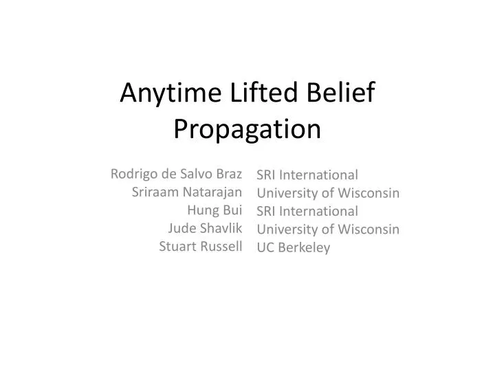 anytime lifted belief propagation