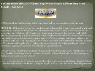 pan american metals of miami says white metals rebounding mo