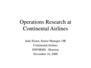 Operations Research at Continental Airlines