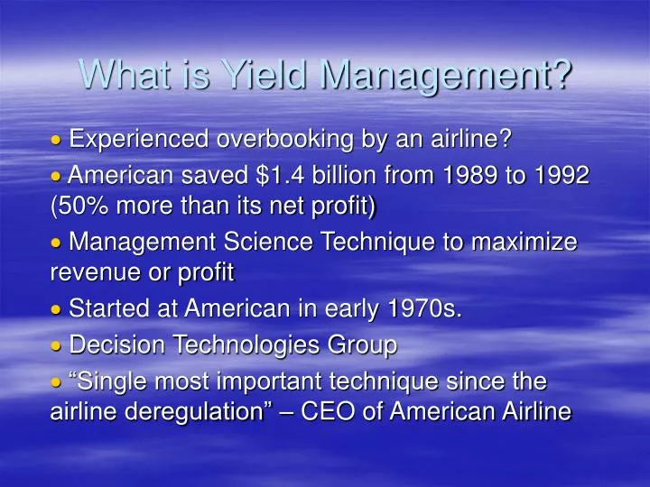 what is yield management