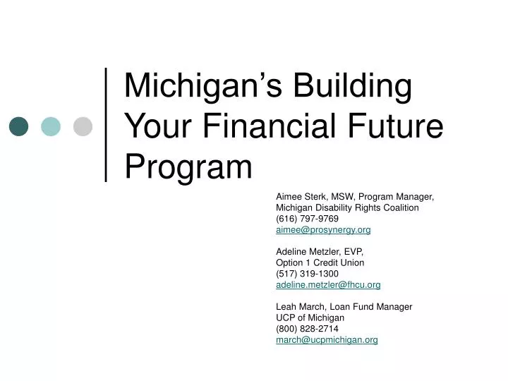 michigan s building your financial future program