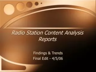 Radio Station Content Analysis Reports