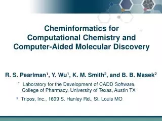 Cheminformatics for Computational Chemistry and Computer-Aided Molecular Discovery