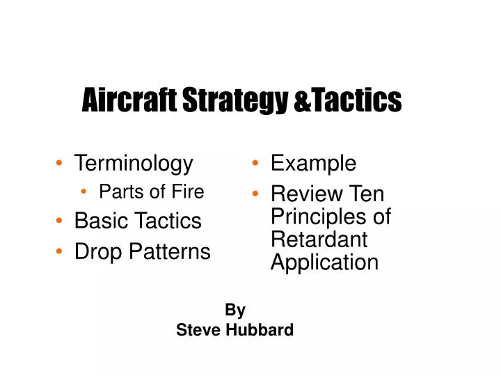 aircraft strategy tactics