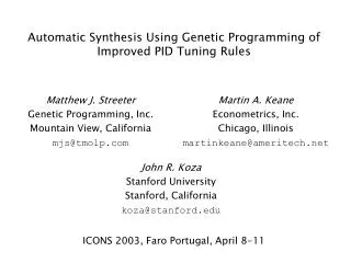 Automatic Synthesis Using Genetic Programming of Improved PID Tuning Rules