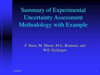Summary of Experimental Uncertainty Assessment Methodology with Example