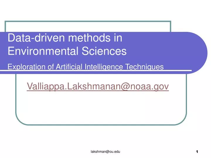 data driven methods in environmental sciences exploration of artificial intelligence techniques