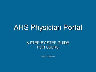 AHS Physician Portal